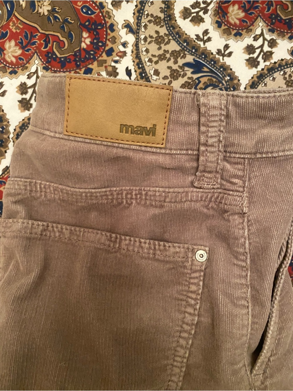 Mavi Shelia High-Rise Corduroy Pants in Taupe Brown
